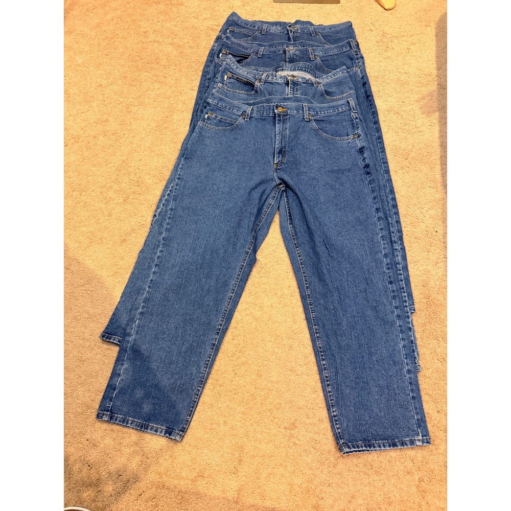 LL Bean Double L Stretch Jeans 4 Pc Bundle Mens 42x30 Blue Straight Leg Denim